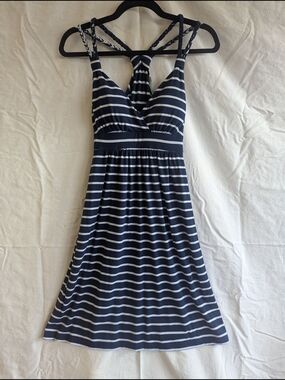 Maurices Navy and White Striped Halter Sundress
